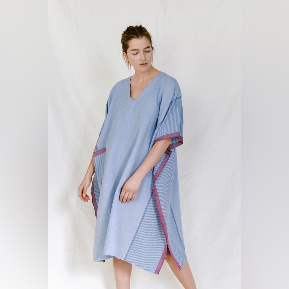 Home & Loft DENIM WASH TRIBECA V-NECK KAFTAN